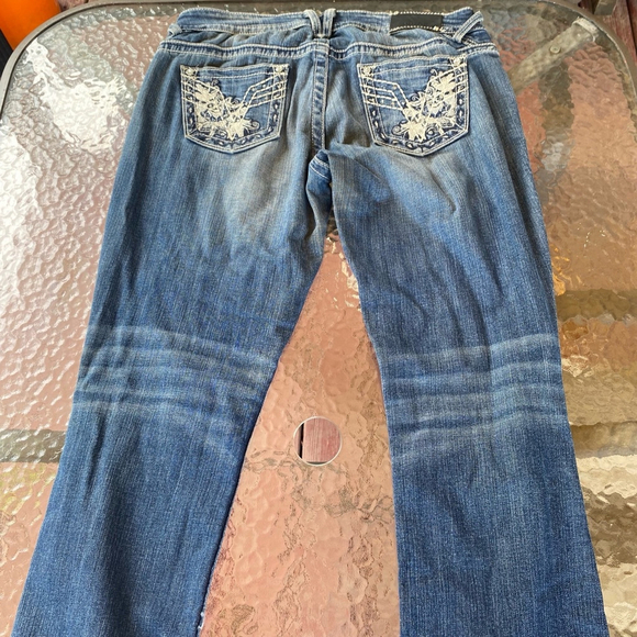 Y2K Trashy McBling Distressed Low Rise Bling Diamond Jeans Size 10 Embroidered - Picture 8 of 16